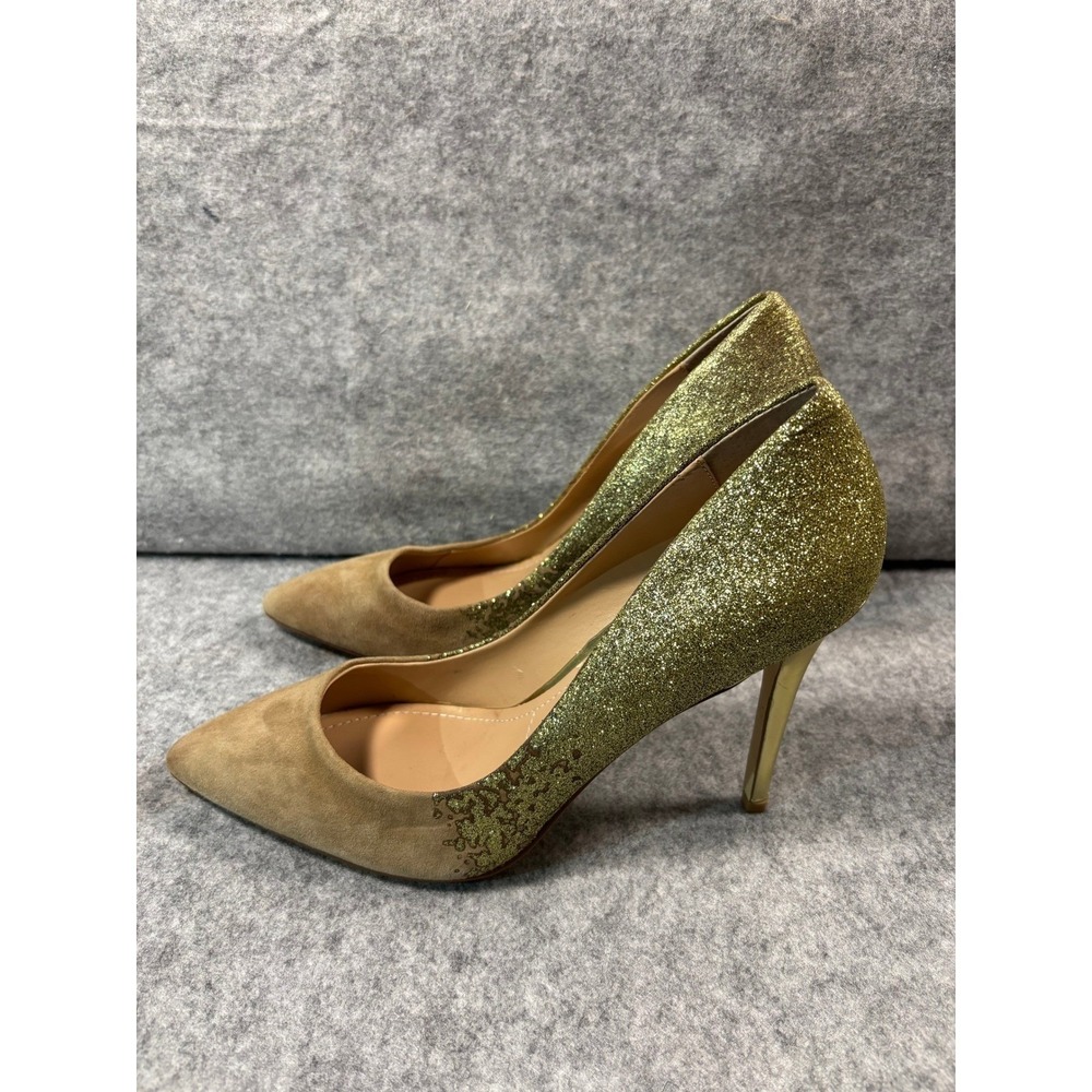 Charles David Womens Gold Glitter Suede Pointed Toe Stiletto Heels Shoes 9.5M - Picture 3 of 9